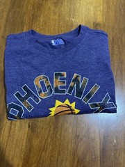 NBA Phoenix Suns Shirt Mens Medium Purple Distressed Spellout Graphic Basketball