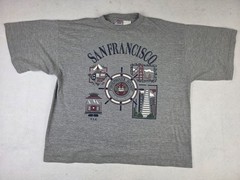 Vintage San Francisco Fisherman’s Wharf Shirt Mens XL Golden Gate Bridge Trolley