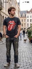 The Rolling Stones Tongue Logo T-Shirt Black Acid Wash Men’s M Official Bravado