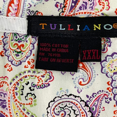 Tulliano XXXL White Shirt Multicolor Stitch Stripe Paisley Cuff Cotton