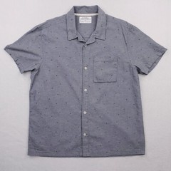 REI CoOp Shirt Mens Large Blue Hemp Button Front Spotted Relaxed Fit