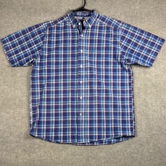 Ariat Pro Series Shirt Plaid Short Sleeve Western Button Down Medium Purple Blue