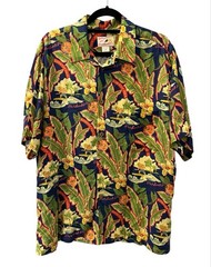 VTG 90s Reyn Spooner Starbucks Doonesbury Hawaiian Shirt L Rayon Uncle Duke Rare