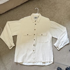 VTG LARGE Neutral Gear Waffle Button Down Shirt Mens Long Sleeve Chest Pocket