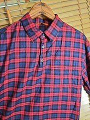 Barena Made In Italy Designer 1/4 Button Long Sleeve Plaid Shirt 48 Large Red