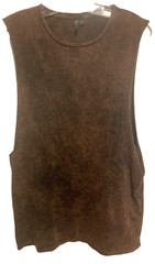 ASOS Design Mens Tank Top Medium Scoop neck Cotton Brown / Black print NWOT