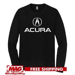 ACURA BLACK LONGSLEEVE T-SHIRT Logo Integra Nsx Type R Automotive Jdm Motor Rsx