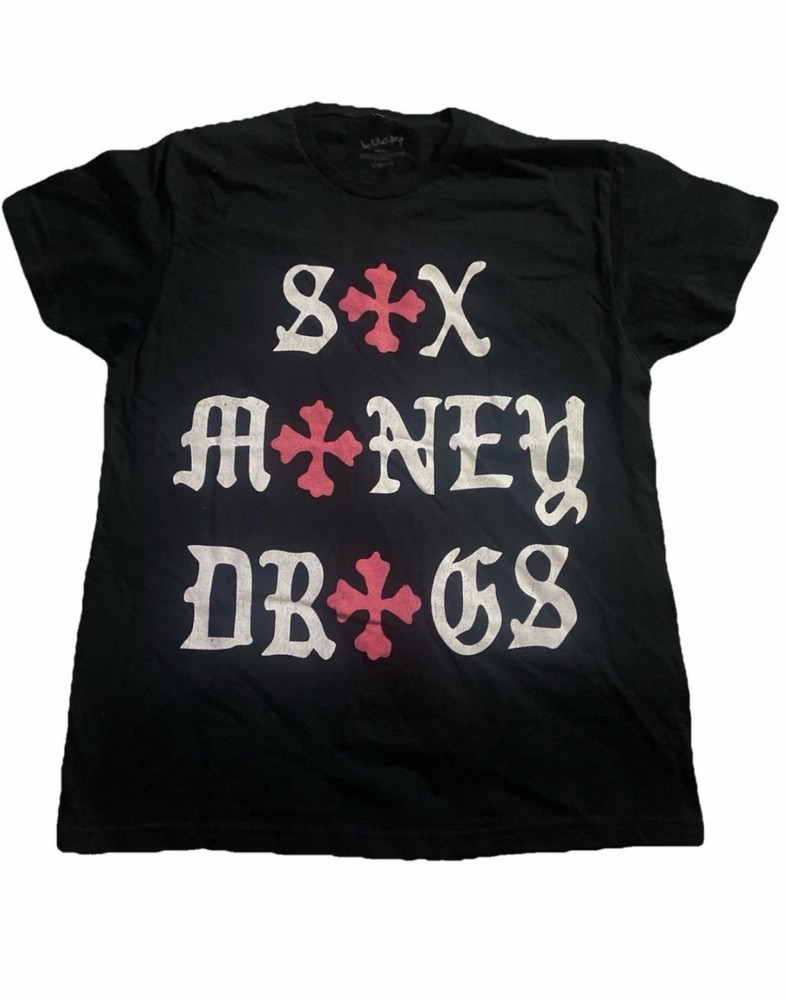 New Lucki Sex Money Drugs Graphic T-Shirt XXL Black Concert Tour Cotton 2X