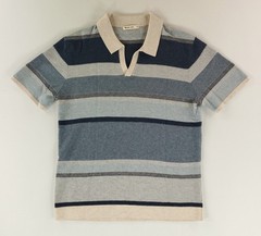 Marine Layer Polo Shirt Knit Blue White Striped Cotton Wool Nylon Blend Mens M