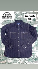 Rare!! IRON HEART IHSH-62 12oz Wabash Denim Striped Shirt XL Indigo Japan◎