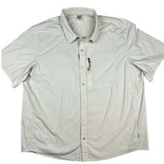 REI CoOp Button Up Shirt Mens XL Off White Zipper Pocket Gorpcore Hiking Fishing