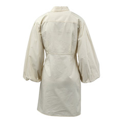 Kashion Women’s Ivory Cotton Shirt Dress with Draped Waist Detail
