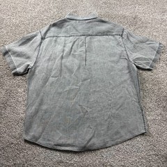 Carbon 2 Cobalt Shirt Men Large Gray Button Up 100% Linen Resort Travel Beach