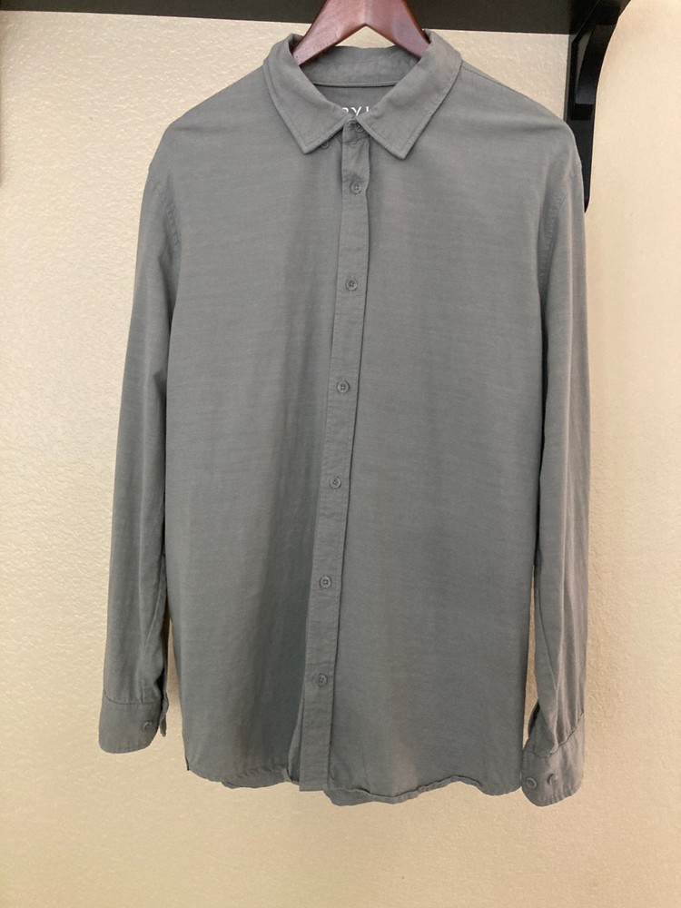 BYLT Premium Basics Men’s Button Down Shirt Light Gray Long Sleeve – Size XL