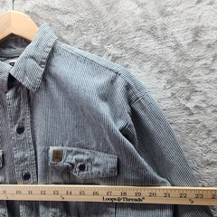Big Bill Work Shirt Mens Blue White Stripe Button Up Made In USA Cotton Large T