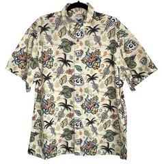 Yiume Hawaiian Aloha Camp Shirt L Skull Loinda Flow Cotton Short Sl Retro Luau