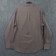 Van Heusen Flex Shirt Mens Large Brown Check Long Sleeve Stretch Button Up