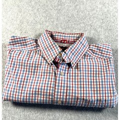 Ariat Pro Series Mens Medium Red White Blue Plaid Short Sleeve Button Down Shirt