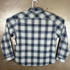 Wrangler Mens Five Star Premium Western Plaid Shirt Blue White Large New