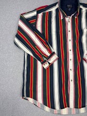 Vintage Basic Options Button Down Shirt Mens 2XLT 90s Multicolor Vertical Stripe