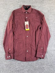 Ted Baker London Men’s Red Micro Houndstooth Button Down Shirt Cotton NWT Size S