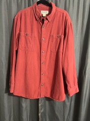 Duluth Trading Co Mens XL Red Button Up Shirt Relaxed Fit Cotton Long Sleeve