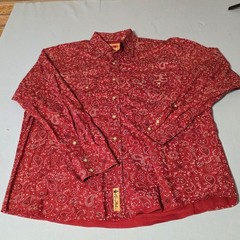 Larry Mahan Cowboy Collection Mens Red Paisley Western Snap Button Shirt Large
