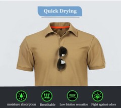 Mens Polo Shirts Short Sleeve Casual Quick Dry Team Tactical Combat Work Golf