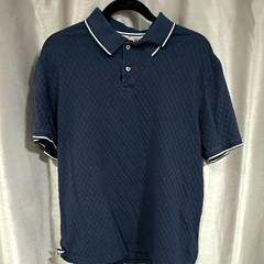 Ted Baker Men’s Navy L Short Sleeve Polo Shirt Geometric Collared Button Trim