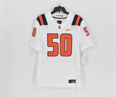 Men’s Nike Illinois Fighting Illini #50 Replica Home Football Jersey White XXL