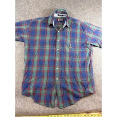 VTG Chaps Ralph Lauren Plaid Button Down Shirt Men L Crest Logo Old Money Preppy
