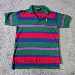 Polo Ralph Lauren Mens M Polo Shirt Green Striped Short Sleeve Vintage USA Made