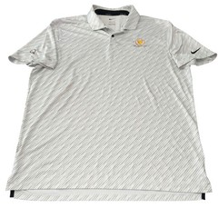 Nike Golf Dri-FIT Presidents Cup Polo Shirt Mens Large White Gray Logo L Quail