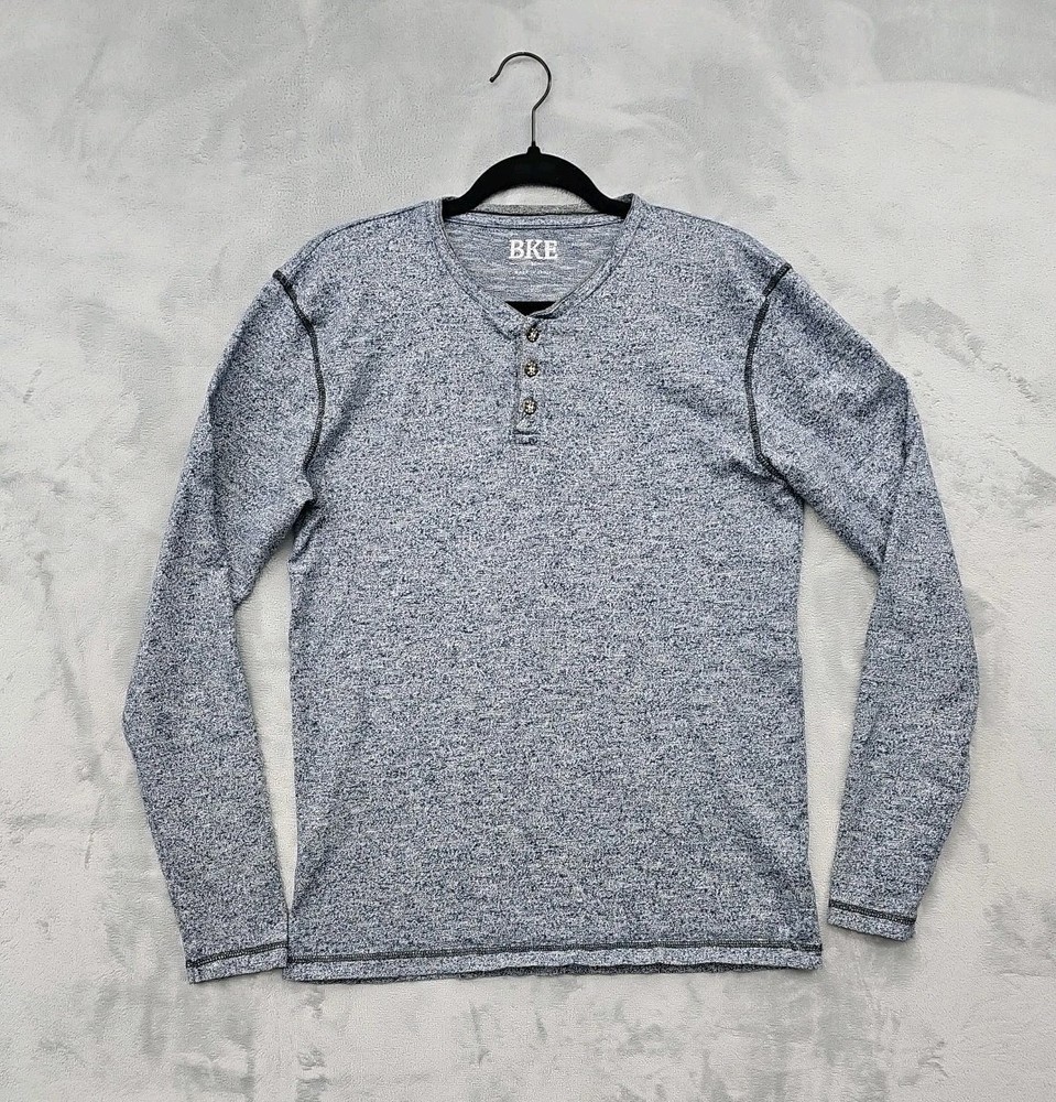 BKE Buckle Henley Shirt Men Medium Blue Heather Soft Classic Preppy College