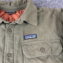 Patagonia Insulated Fjord Flannel Jacket Mens Large Basin Green 20385 Button Up