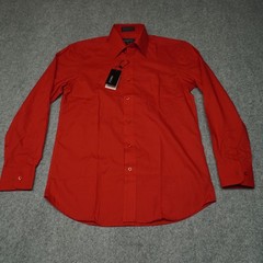 OMEGA ITALY Dress Shirt Men’s Red S 14-14.5 32-33 Cotton Blend Long Sleeve New