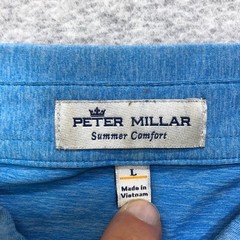 Peter Millar Summer Comfort Polo Shirt Men’s Large Blue Golf Performance Stretch