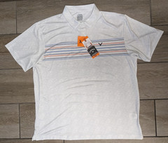 NWT Callaway Opti-Dri Men’s Golf Stretch Polo, White, XXL / 2XL
