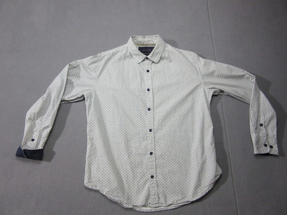 Gentlemen’s Outfitters Shirt Mens Large White Blue Geometric Flip Cuff Polka Dot