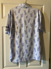 Bad Birdie Golf Polo Shirt Stretch Performance Blue w/Tiki Drinks Men’s Size MED