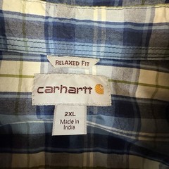Carhartt Men’s 2XL Blue Plaid SS Relaxed Fit Button Up SEE DESCRIPTION
