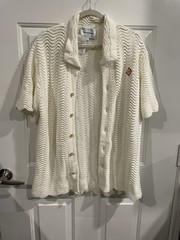 Casablanca Tennis Club Off-White Open Knit Logo Cardigan Sweater, Mens S