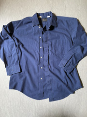 Vintage 60-70s Beau Brummel Navy Blue Button Down Shirt Made in USA L No Flaws