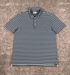 Faherty Retreat Stripe Polo Shirt Mens L Regular Fit Blue Cotton Casual Soft
