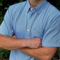 NEW Texas Standard Shirt NWT Short Sleeve Button Up Crystal Blue Mens Medium