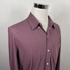 Bonobos Medium Soft Jersey Button Front Shirt Pale Red Poly Cotton Blend