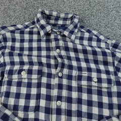 VTG Polo Ralph Lauren Shirt Mens M Blue Flannel Cat Eye Button Up Chin Strap 90s