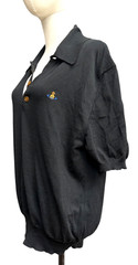 Vivienne Westwood Ripped Polo Knit Shirt Black XL Made in Italy Orb Logo