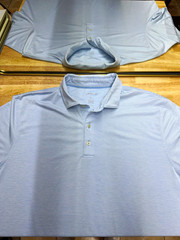Johnnie-O Dino Atkin Golf Polo Shirt Blue Striped Men’s XL Dinosaur Logo