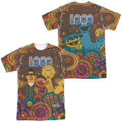 Sesame Street Psychedelic 69 Unisex Adult Halloween Costume T Shirt, S-3XL